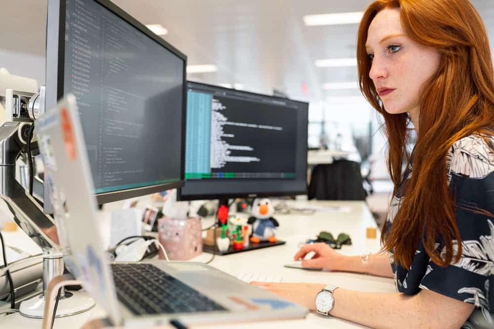Image of a student studying data analytics.