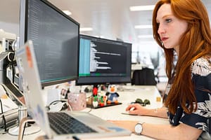 Image of a student studying data analytics.