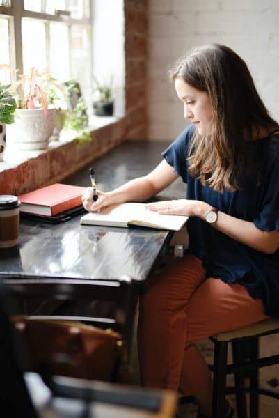 A picture of a student studying.